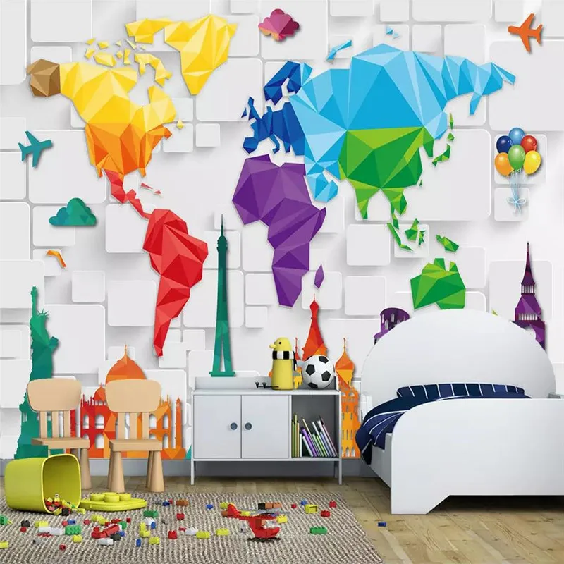 

Three-dimensional map building children's room professional production mural factory wholesale wallpaper mural poster photo wall