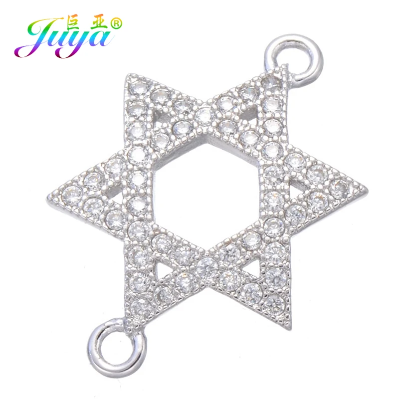 

Juya Handcrafted Jewelry Accessories Micro Pave Zircon Charms Star Of David Connectors For DIY Bracelet Necklace Earrings Making