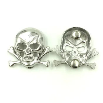 

50Sets Silver Tone Halloween Skull Skeleton Bone Garment Rivets Spike Studs Spots Crafts Shoes Making 29x33mm
