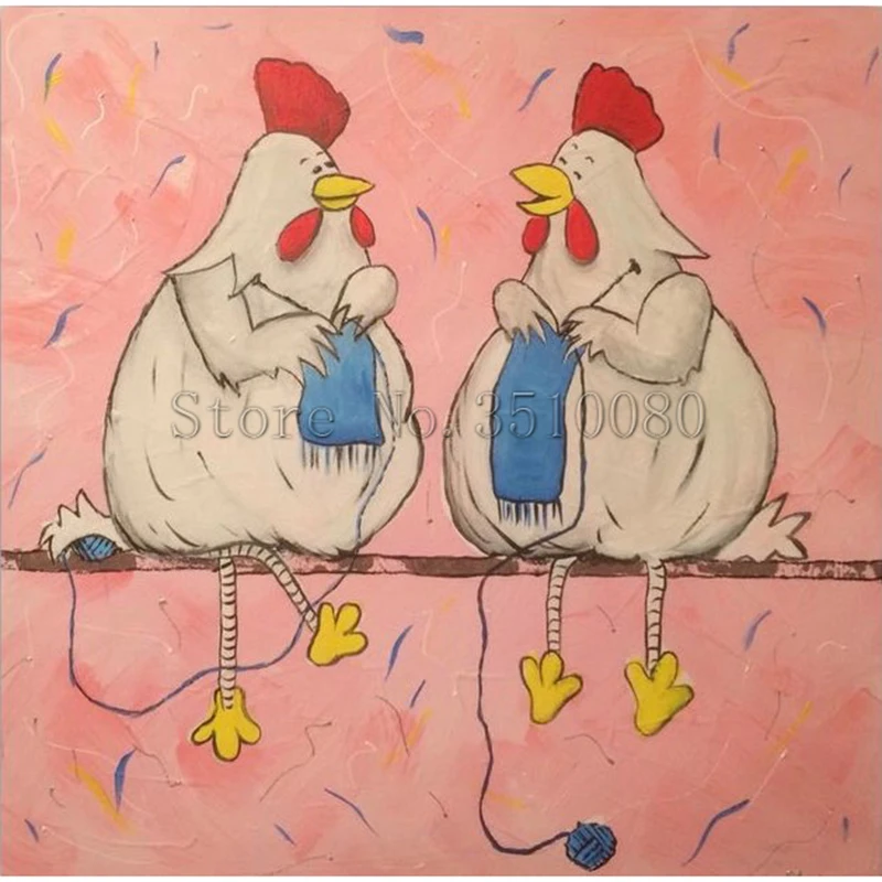 

Two chickens Comics room decor square Embroidery Pattern diamond 5D DIY paintings Cross stitch kits mosaic stickers RS1173