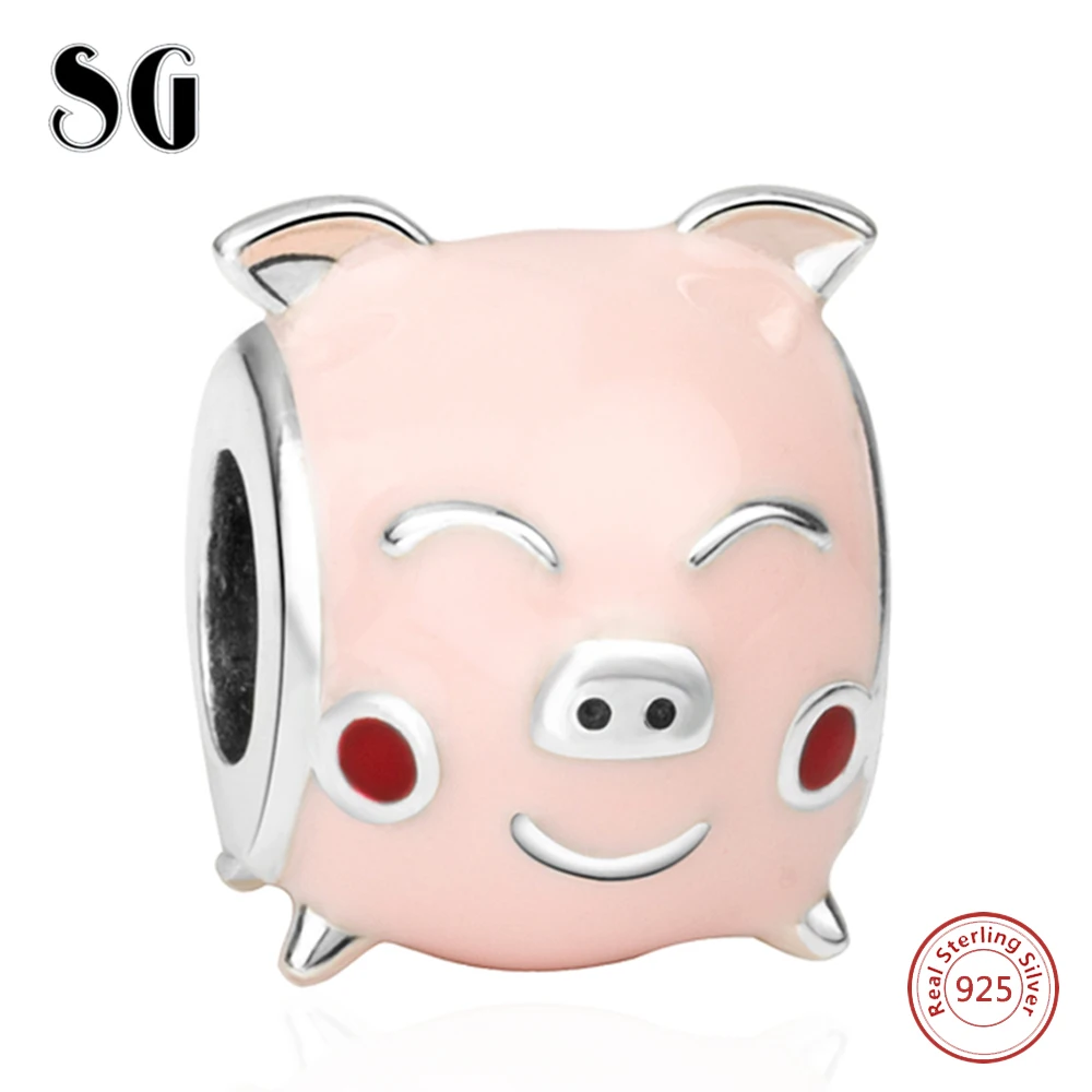 

Silver Galaxy 925 Sterling Silver Lovely Pink Pig Beads Fit Authentic European Charms Bracelet For Women Fashion Jewelry Gifts