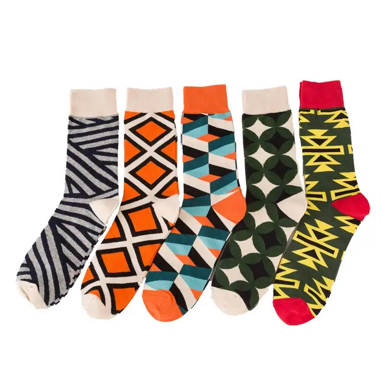 

Colour cotton happy socks men british style casual combed cotton funny socks fashion trendy street youth skateboard sock