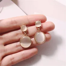 Модные женские серьги камень маленький опал серьги-гвоздики девичий темперамент характер Джокер геометрические круглые серьги-гвоздики
