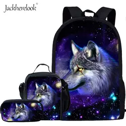 Jackhereook 2019 модный школьный рюкзак из полиэстра 3D печать галактика волк лошадь школьные сумки для детей мальчиков девочек Сумка