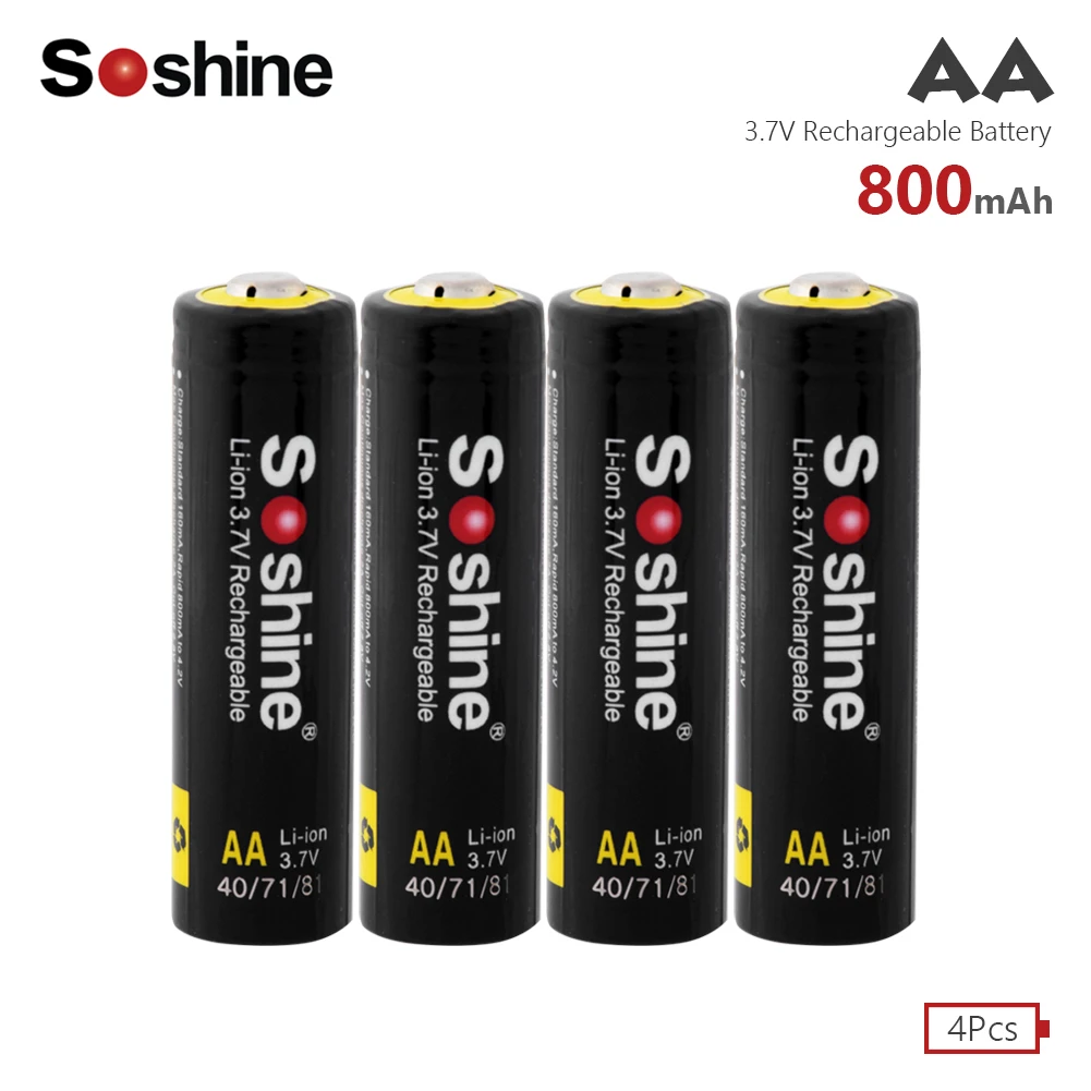 

4Pcs 3.7V 800mah AA 14500 Battery Li-ion Rechargeable Battery LED Flashlight Portable Devices Tools Lighting Tools batteries