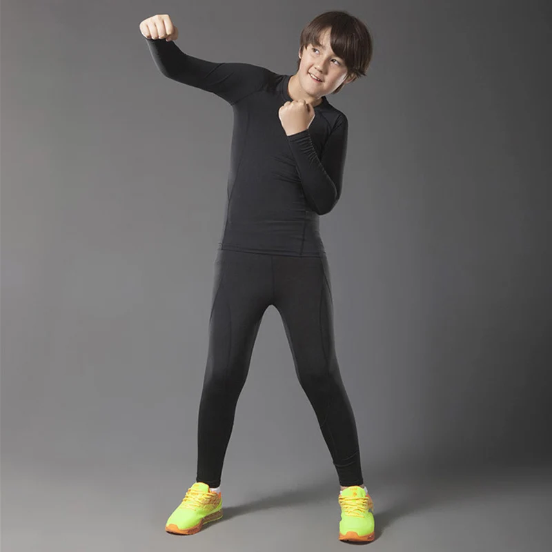 Boy ski thermal underwear set base layer quick-drying sportswear running suit compression tights children thermal underwear set