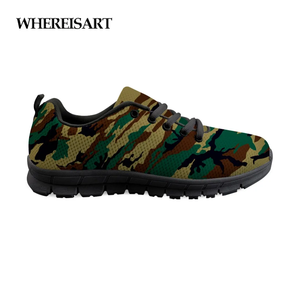 

WHEREISART Man Breathable Shoes Camouflage Men's Shoes Casual Shoes Fashion Army Green Navy Lightweight Flats Male Sneaker Men