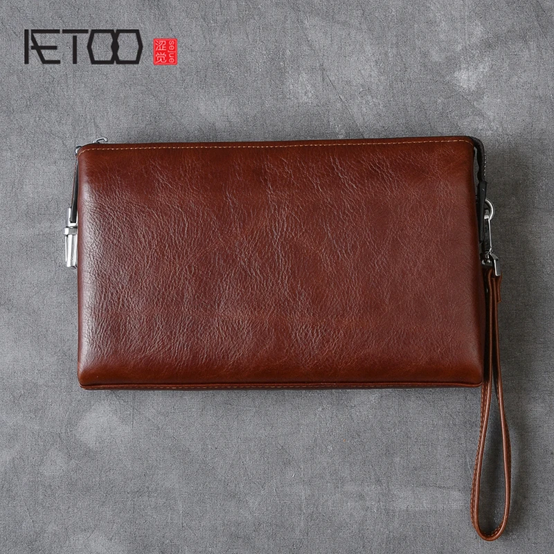 

AETOO New with lock head layer oil wax leather man handbag vintage leather business handbag