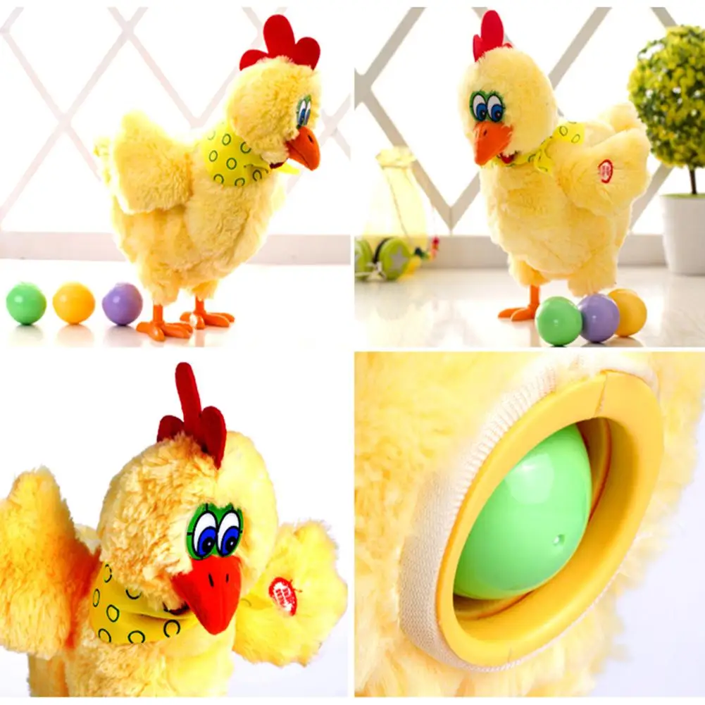 Brinquedo de Pelúcia Boneca de Frango com Três Ovo de Galinha Engraçado Galinha Bonito Elétrica Dança Cantando Ovos Crianças Brinquedo Que 4 Animais eletrônicos