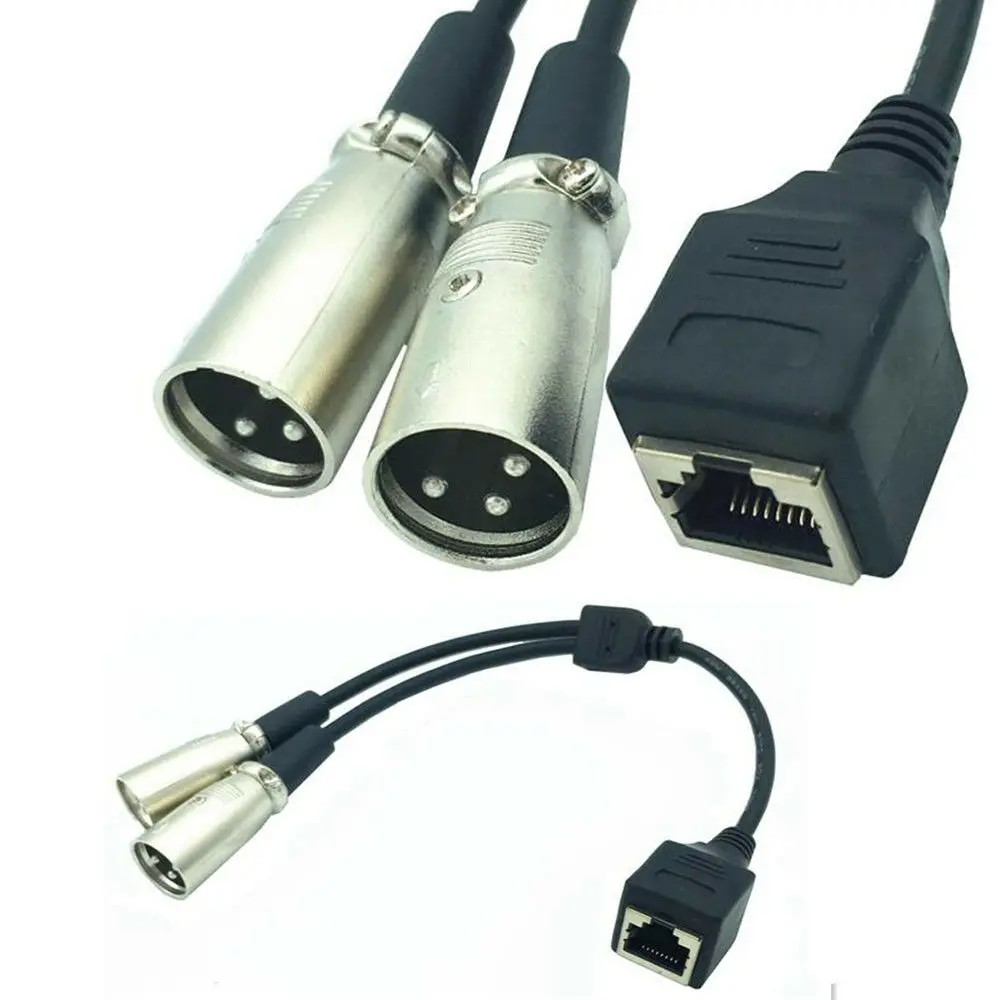 

2 XLR 3 Pin MaleTo RJ45 Female Network Adapter Connector Cable 25cm