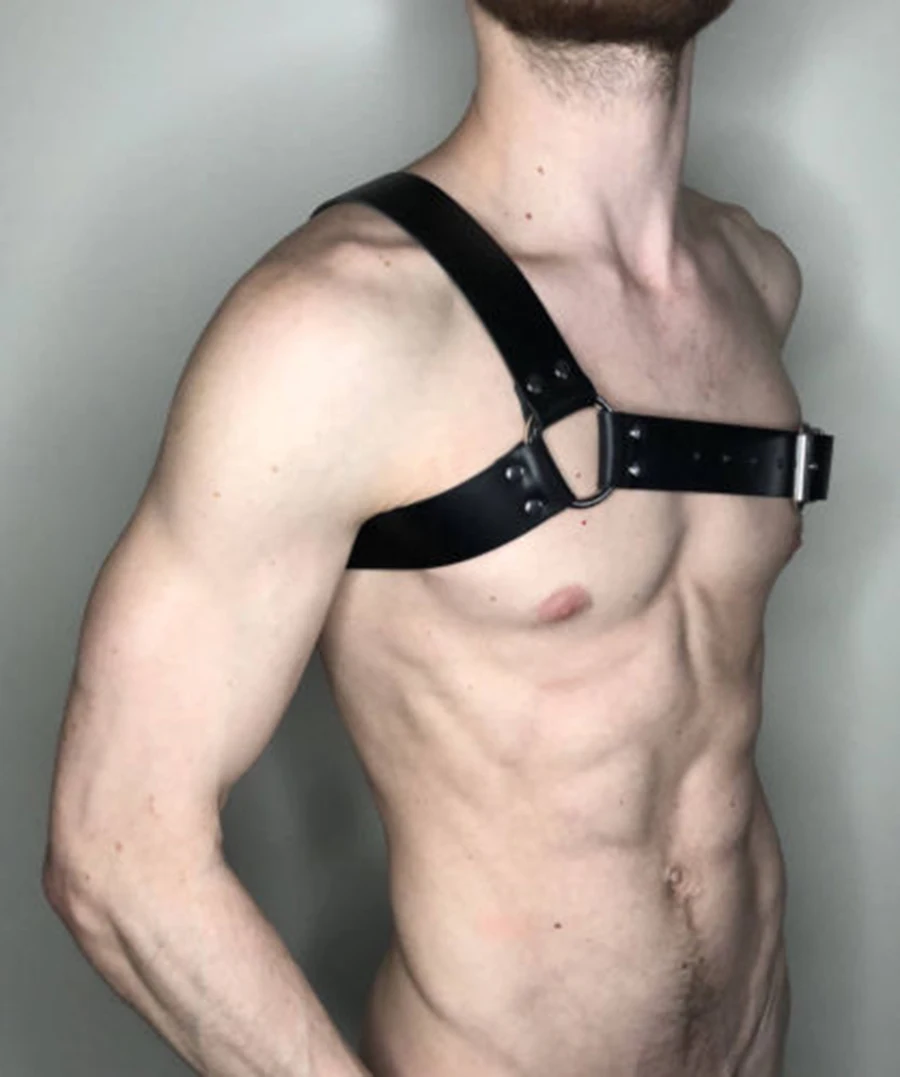 Hot Men Body Harness Faux Leather Chest Armor Buckles Cosplay Clubwear Nightwear