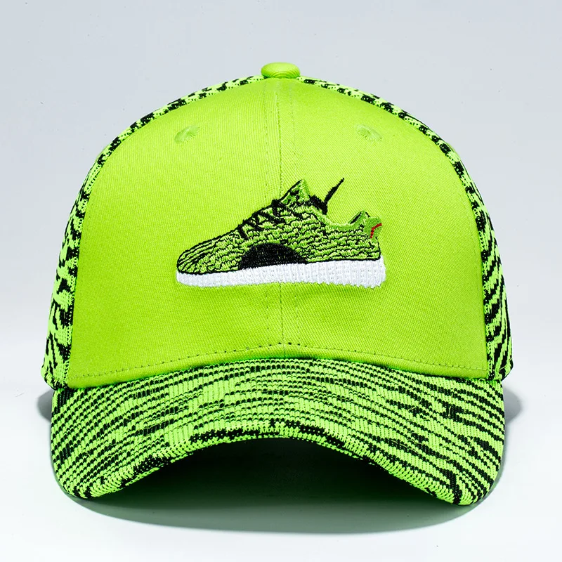 Модная дизайнерская обувь с вышивкой бейсбольная кепка для мужчин и женщин кепки с полосками флуоресцентная зеленая шляпа