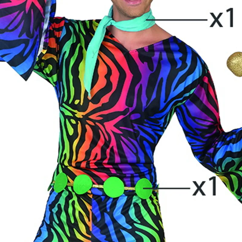 Wholesale - 2017 New Colorful Disco Costume for Men Polyester Party Clothing Adult Disco Jumpsuits Costumes Masquerade 301 Wholesale - 2017 New Colorful Disco Costume for Men Polyester Party Clothing Adult Disco Jumpsuits Costumes Masquerade 301