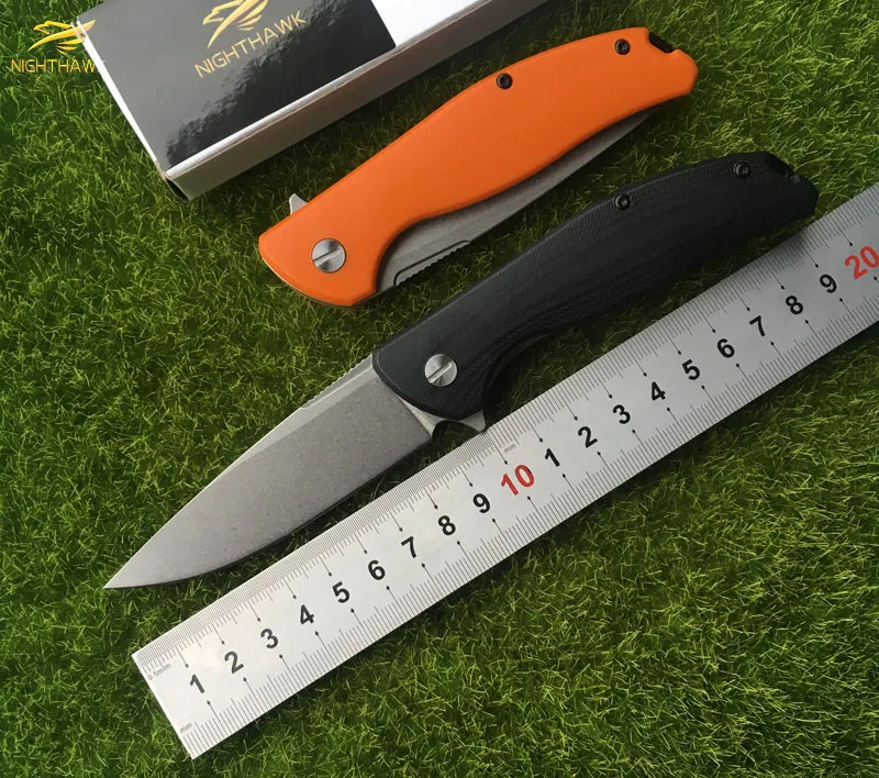 

NIGHTHAWK F3 Flipper folding knife 9Cr14Mov Blade ball bearingsG10+steel handle camping fruit pocket knives EDC tools