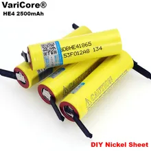 New Original HE4 2500mAh Li-lon Battery 18650 3.7V Power Rechargeable batteries Max 20A,35A discharge + Nickel sheet