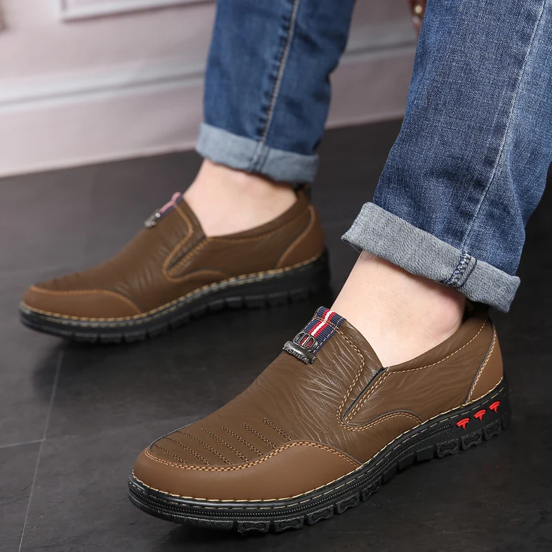 2018 Spring Split Leather Casual Shoes Men Loafers Slip-On Men Shoes Flats Comfortable Men Autumn Shoes Leather Moccasins 2018 Spring Split Leather Casual Shoes Men Loafers Slip-On Men Shoes Flats Comfortable Men Autumn Shoes Leather Moccasins
