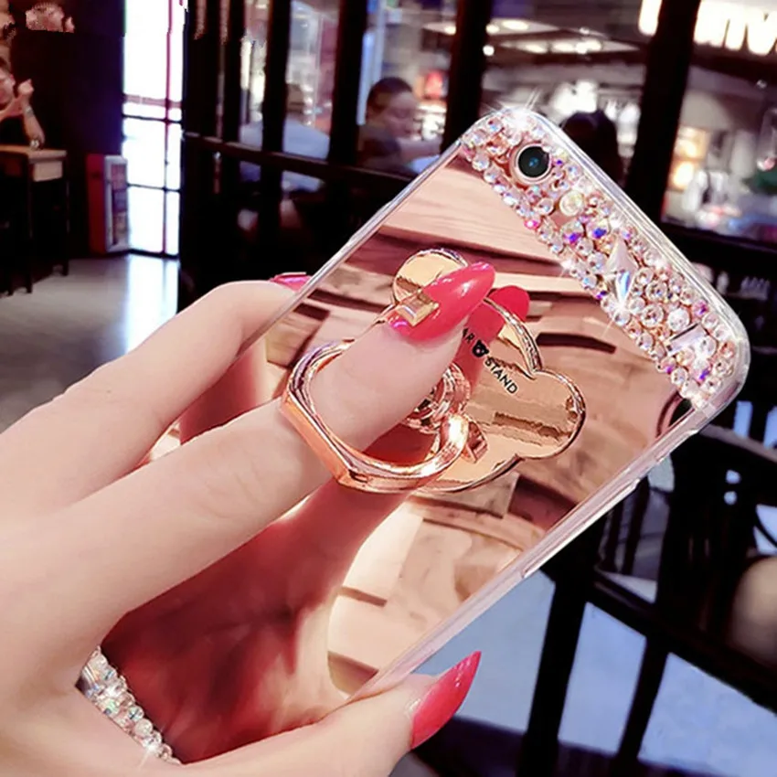 

Luxurious Rhinestone Stone Mirror case for iphone 5s Soft Silicone TPU phone bags for iphone X XS XR MAX 5 6 7 8 plus cover