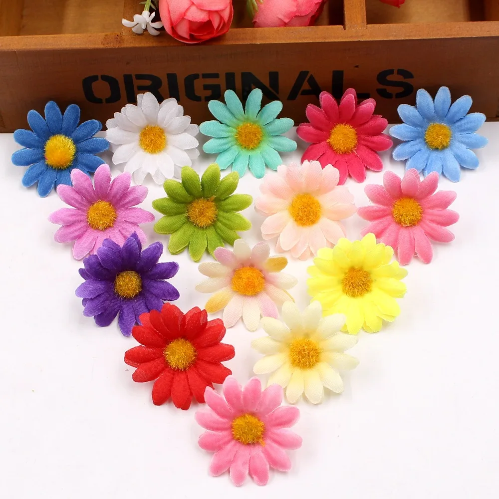 

50pcs 4cm Simulated Sunflower Flower Sunflower Head High Quality Silk Little Daisy False Flower for dressing DIY accessories