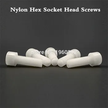 

1000pcs/Lot DIN912 M3 M4 M5 x 6/8/10//12/15/20/25/30/35/40 White Plastic Screw Nylon Bolt Hexagon Hex Socket Head Cap Screws