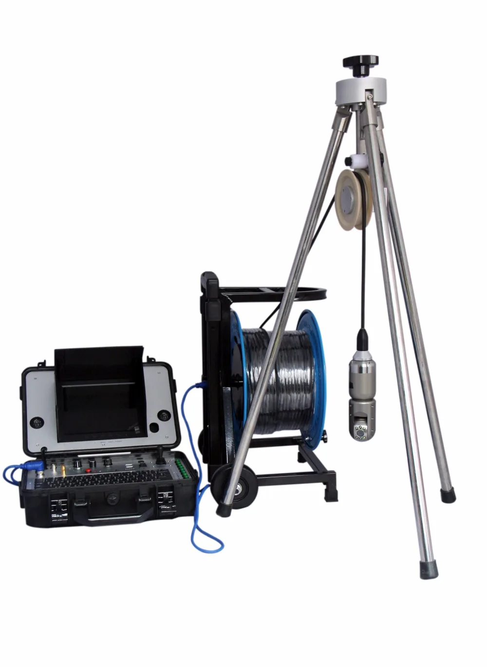 pan tilt deep water camera 120m flexible cable water well inspection