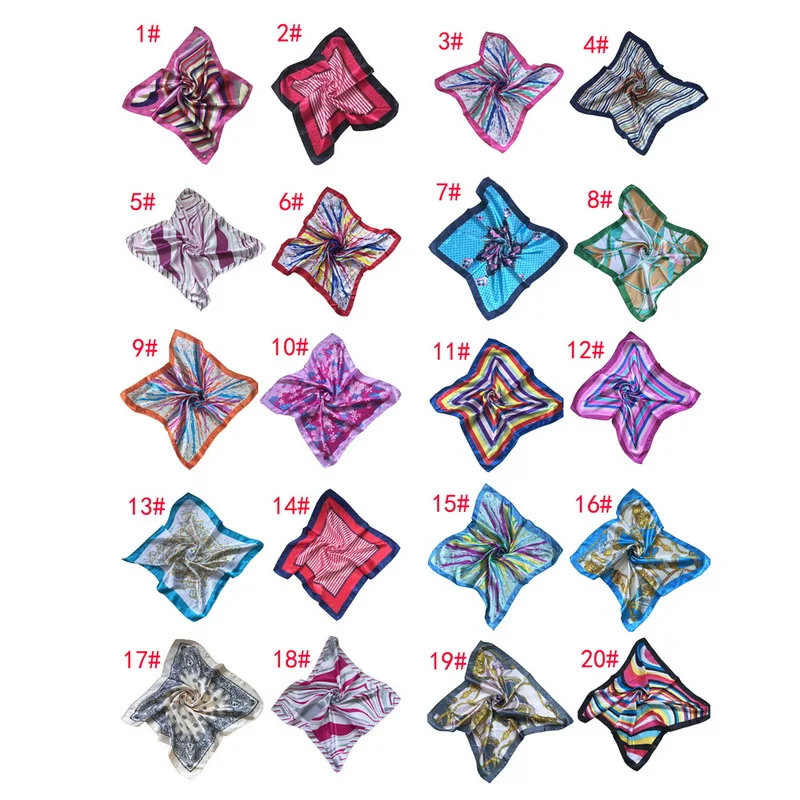 

2019 New Arrive Ethnic Square Silk Neck Scarf Women Luxury Cachecol Neckerchief Bandana Small Skinny Stewardess Scarves 50x50CM
