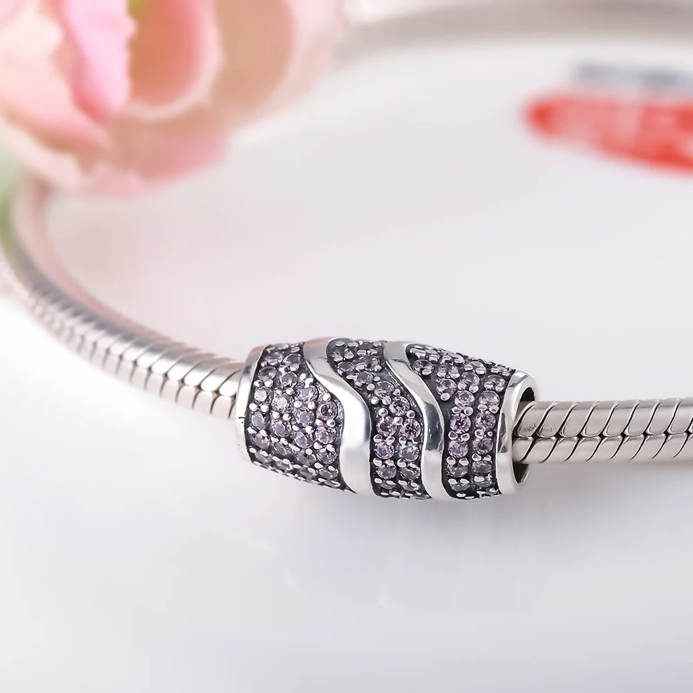 Devolove 925 пробы серебряный розовый цвет CZ бусины талисманы fit Pandora браслет ювелирных изделий PSMB0747 дропшиппинг