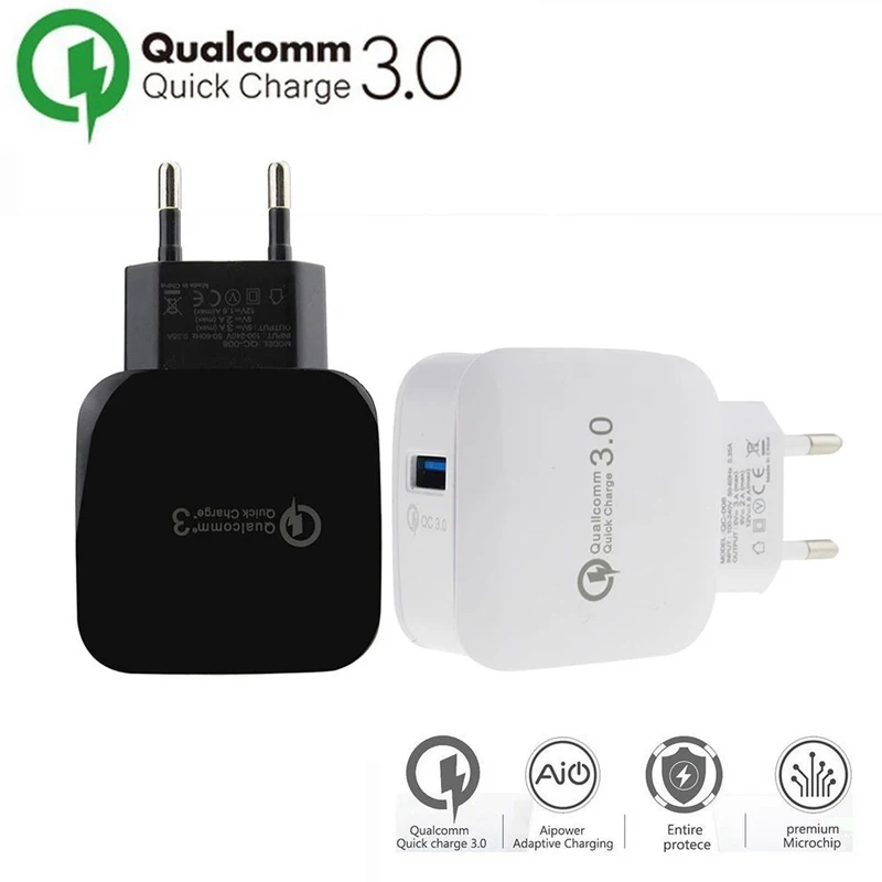 

Qc 5V 3.1A Fast Smart Charge Adapter Wall Charger EU Plug Adapter for iPhone iPad Samsung Huawei Xiaomi Mobile Phone Chargers