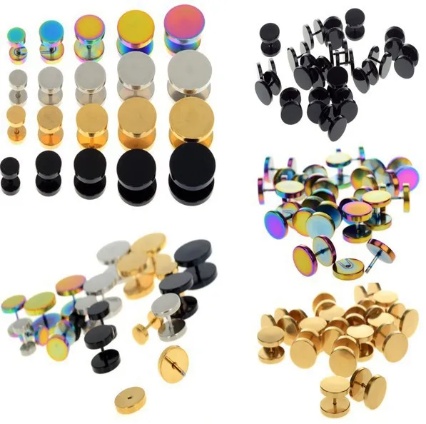 Wholesale 40Pcs/lot Stainless Steel Ear Plugs Tunnels Piercing Body