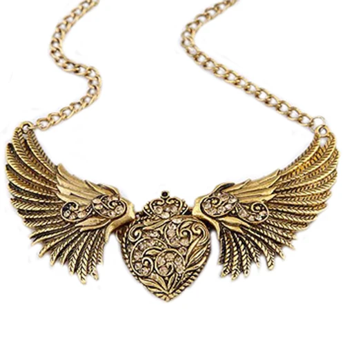 Женская мода горный хрусталь сердце Крылья Ангела эффектное ожерелье ювелирные изделия подарок