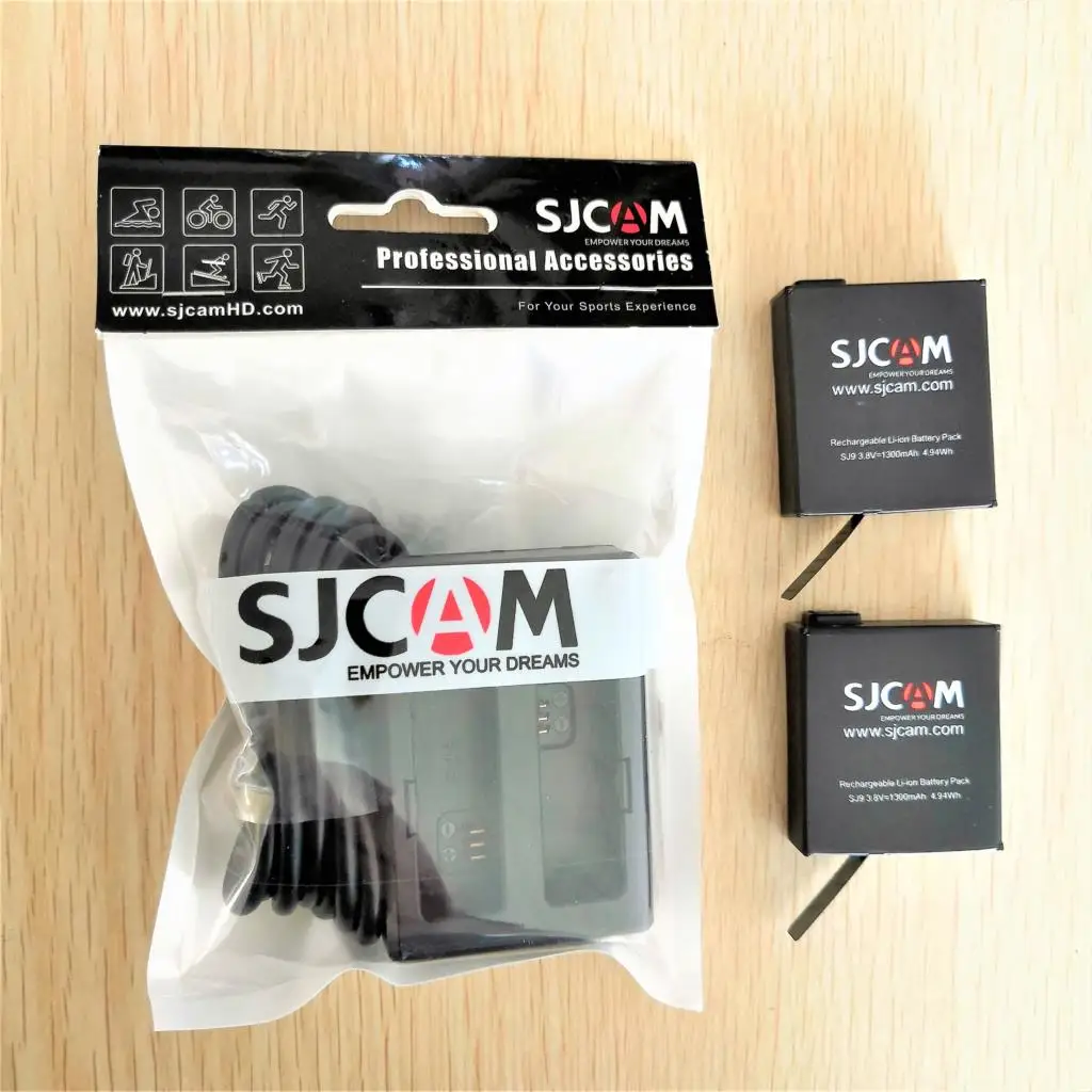 Аккумулятор SJCAM SJ9(2 шт батареи+ двойное зарядное устройство) 1300mAh литий-ионная аккумуляторная батарея для экшн-камеры SJCAM SJ9