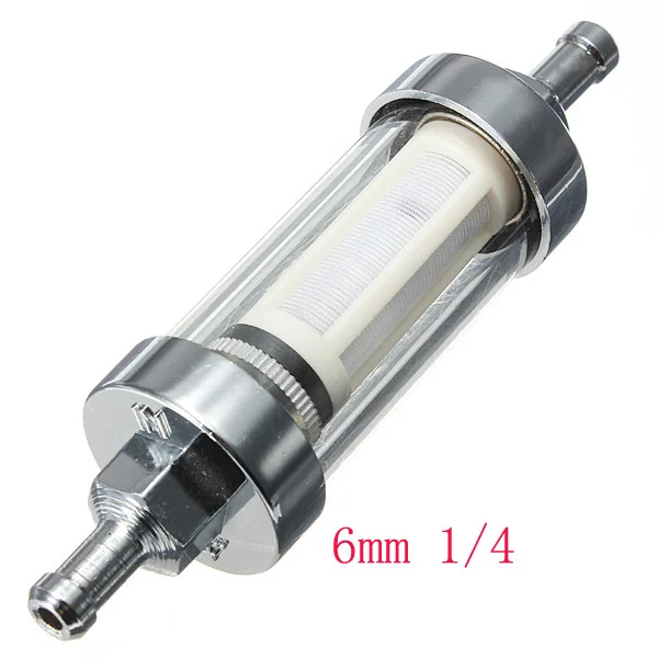 

1Piece Motorcycle 6mm 1/4 Chrome Finish Petrol In-line Fuel Filter Simple To Install Clean Hot Sell Wholesale