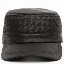 Новая модная шапка унисекс женская мужская плоская крыша Военная шляпа Cadet шляпа из натуральной кожи бейсбольная Бейсболка Snapback Повседневная Кепка s