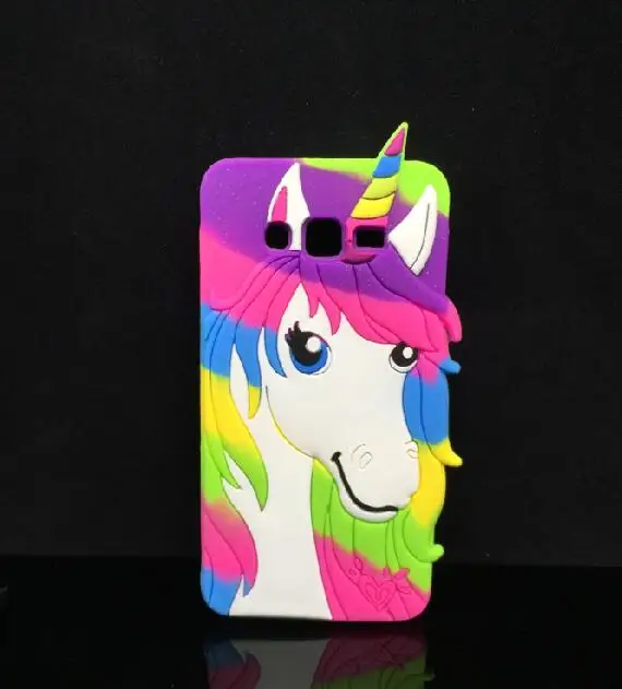 3D Cartoon Colorful Unicorn Horse Soft Silicon Back Skin 3D Cartoon Colorful Unicorn Horse Soft Silicon Back Skin