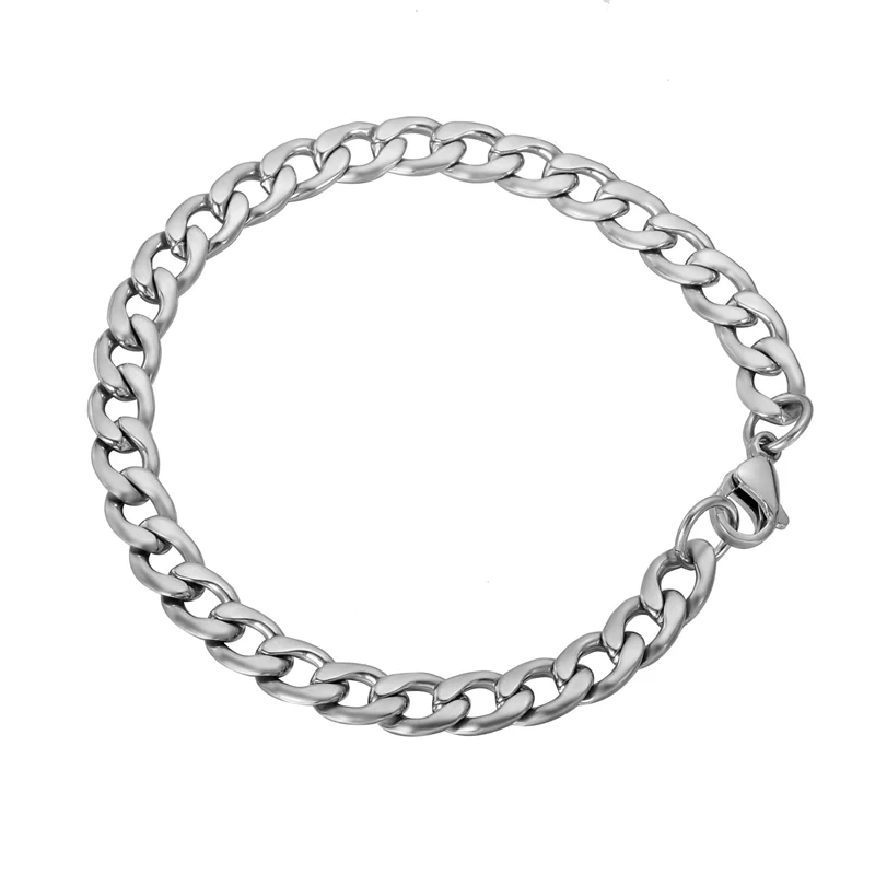 FUNIQUE мужской/женский браслет из нержавеющей стали, овальные круги, сенсорный крест, цепь, застежка Омар, 20 см, браслет для DIY - Окраска металла: 20cmx7mm