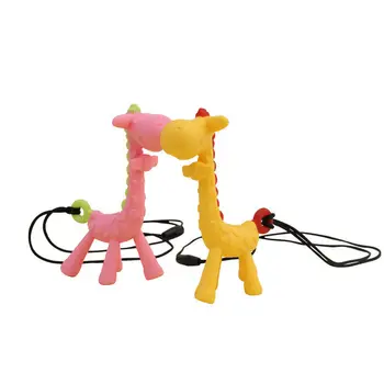 

New Cartoon Giraffe Shape Baby Teether Silicone BPA Free Infant Teething Toy Necklace Hanging Toy For Baby Activity Toys