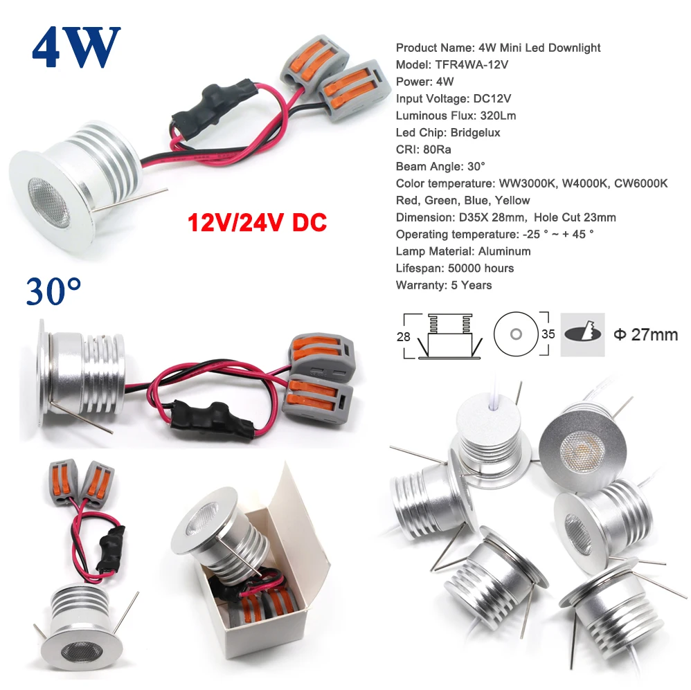 

UL cUL 4w DC10V 12V 24V AC100-240V spotlight lamps 27mm led lights Romantic atmosphere Dining hall spot lighting ceiling bulbs