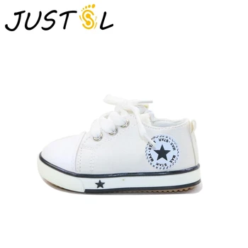 

JUSTSL Hot sale children casual canvas shoes flat toddler shoes for boys girls outdoor lace up kids fashion sneakers size 21-25