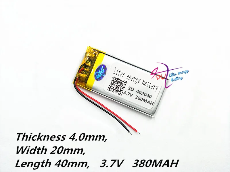 Полимерная литиевая батарея 402040 042040 3,7 V 380mAh MP3 MP4 игрушка Bluetooth планшет полимерная батарея