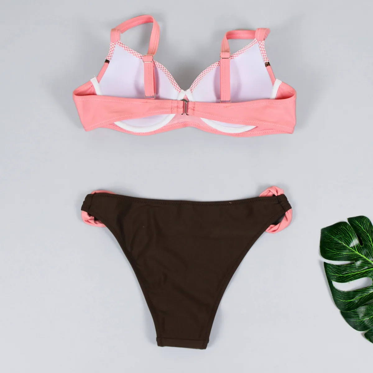 Женский бюстгальтер пуш-ап с подкладкой, однотонный зеленый, розовый, белый, низкая талия, бикини, комплект из двух предметов, купальник, купальник, летняя пляжная одежда