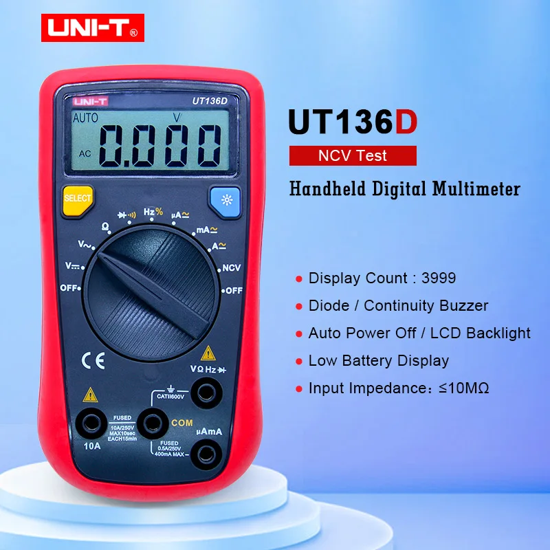 

UNI-T UT136D Auto Range LCR Meter Multitester Data Hold DMM Digital Multimeters w/ Frequency Duty Cycle Test