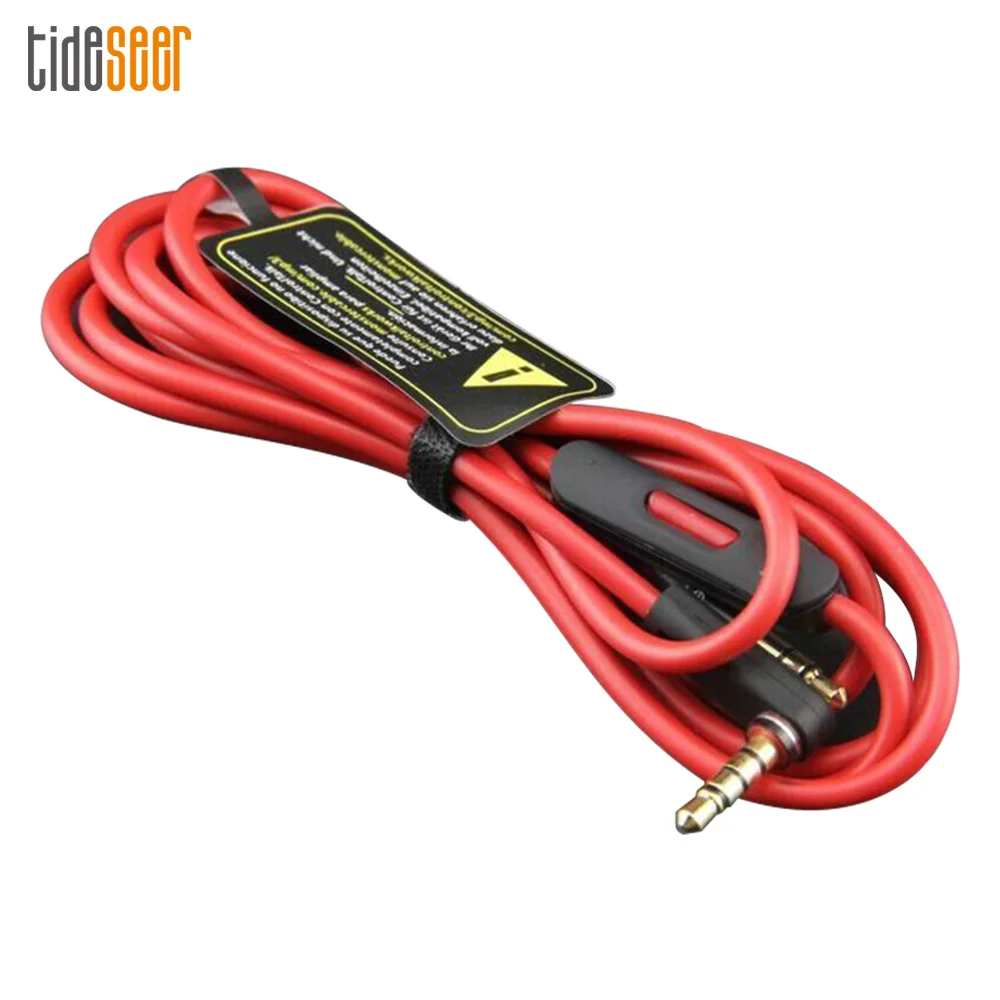 

10pcs Red 3.5MM Control Talk Cable Aux Cable For Beat Headphones Studio Solo Pro Mixr Replacement Mic Remote Cable