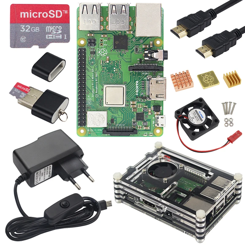 Raspberry Pi 3 Model B плюс Starter kit + акриловый чехол 5 в 2.5A мощность HDMI кабель теплоотвод для Raspberry Pi 3 Model B Pi3B комплект