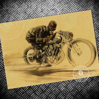 

Free ship Rider Vintage Paint Kraft Paper Poster motorcycle Retro Bar Cafe Living Room Wall Art Crafts Sticker picture 42x30cm