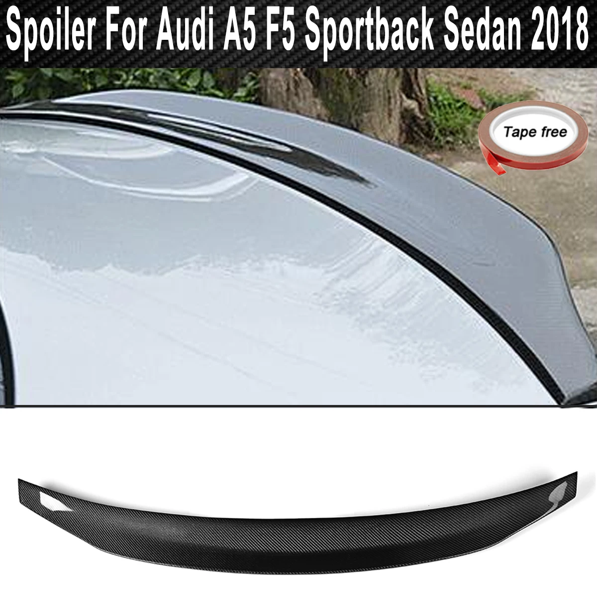 

Real Carbon Fiber Rear Trunk Spoiler Tail Trunk Wing Boot Lip Wing for Audi A5 F5 for Sportback 4-Door 2017 2018 Car Accessories