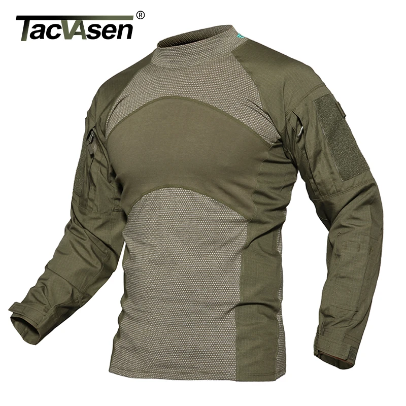 

TACVASEN Men Summer Tactical T-shirt Army Navy Combat Airsoft Tops Long Sleeve Military tshirt Paintball Hunt Camouflage Clothes