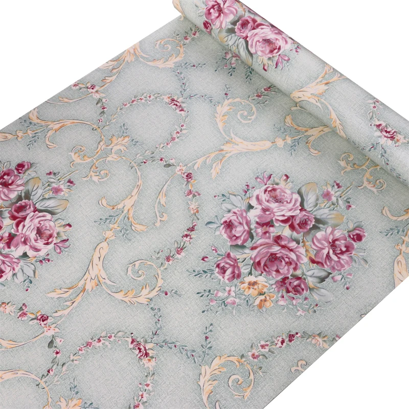 Damask flower wallpaper self adhesive vinyl waterproof wallpapers for