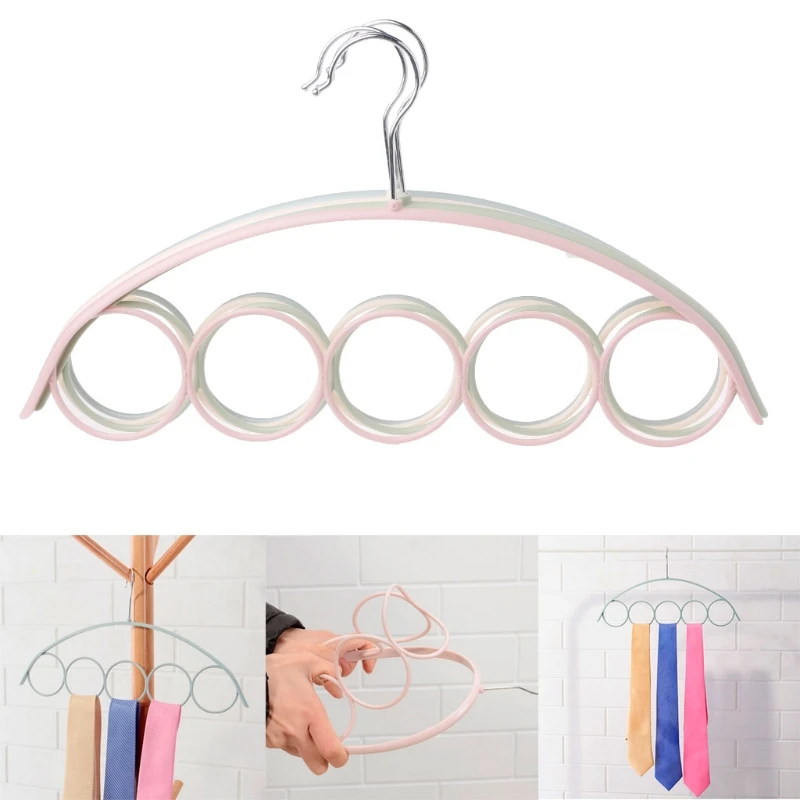 

1Pc 5 Slots Ring Rope Holder Ties Hanger Belt Rack Scarves Hanger Organizer