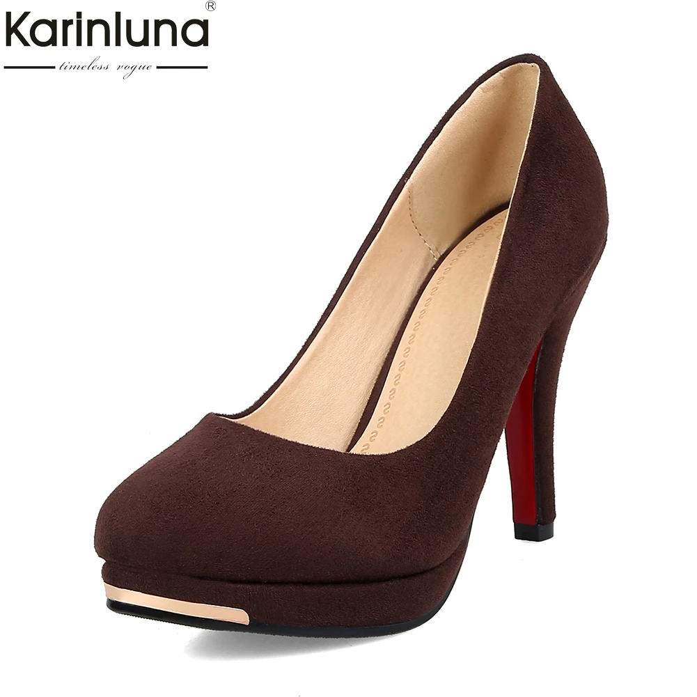 

KarinLuna 2018 Best Quality Big Size 32-44 Thin Heels Elegant Spring Shoes Woman Pumps Party OL women's Shoes