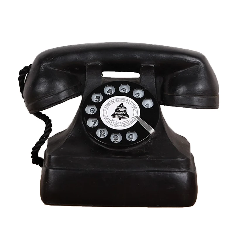 Europe Vintage Telephone Figurines Resin Crafts Ornaments Retro Handset Telephone Model Miniature Home Decoration Kids Toy Gifts