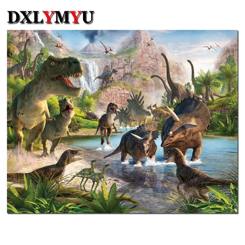 

5D Full Diamond Embroidery Dinosaur pattern Needlework Diy Square Diamond Painting Cross Stitch Diamond Mosaic Fashion Decor